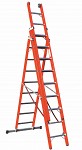 Extendable three-part A ladder V047 with base