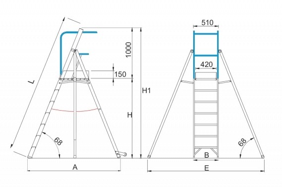 Ladder type 6085: Technical drawing