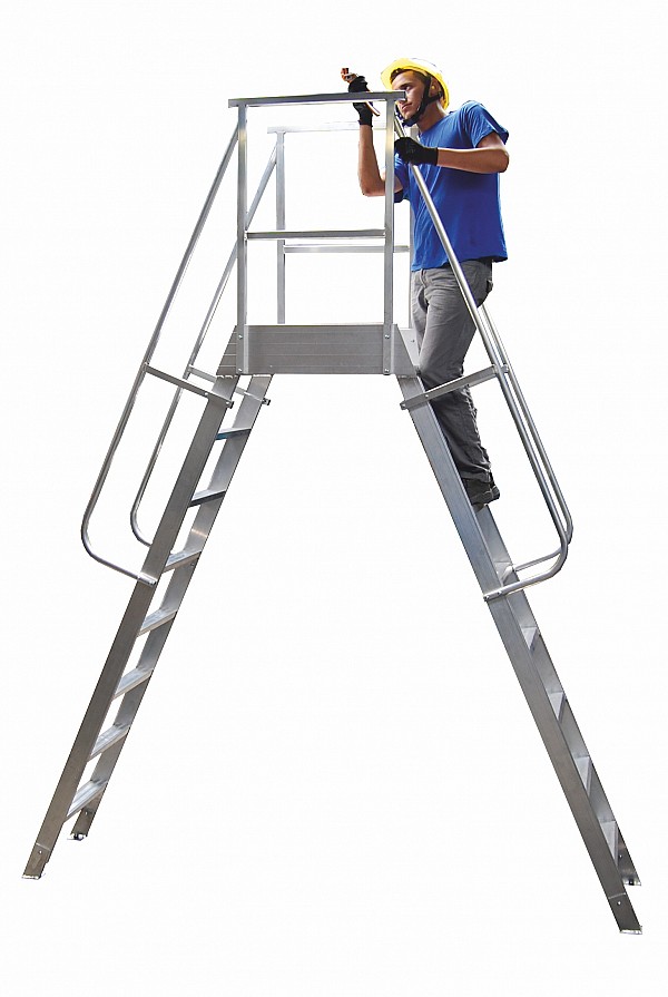 Professional two-sided Al ladder with platform 6088P