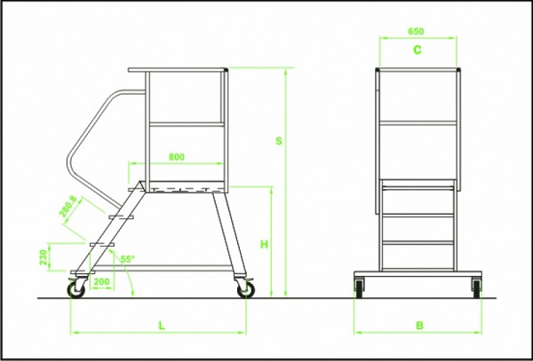 Aluminum stairs with protected platform 7100