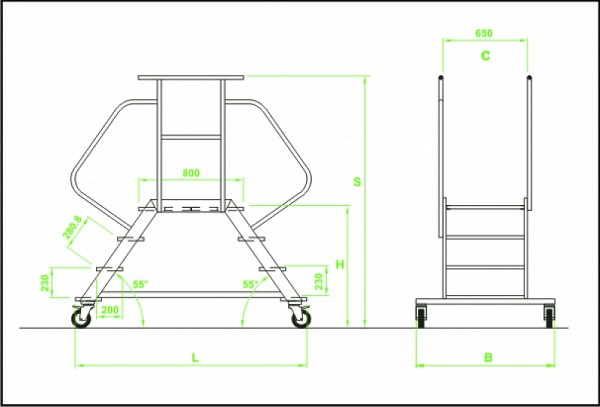 Dvostranske stopnice s platformo 7199