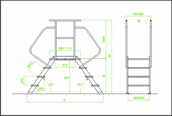 Dvostranske stopnice s platformo 7280