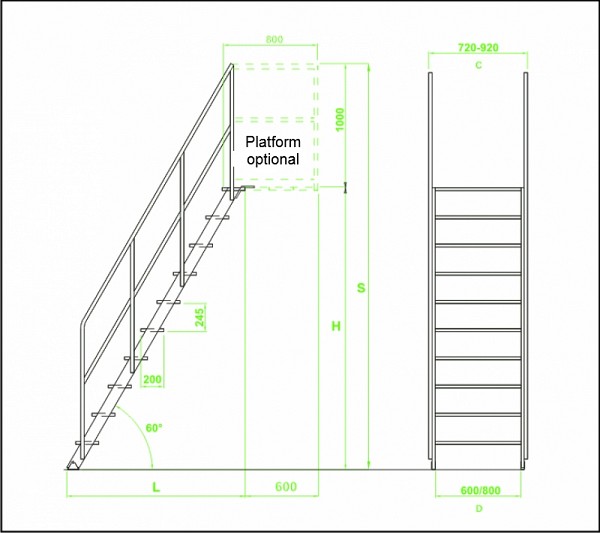 Stairway type 7368: Technical drawing