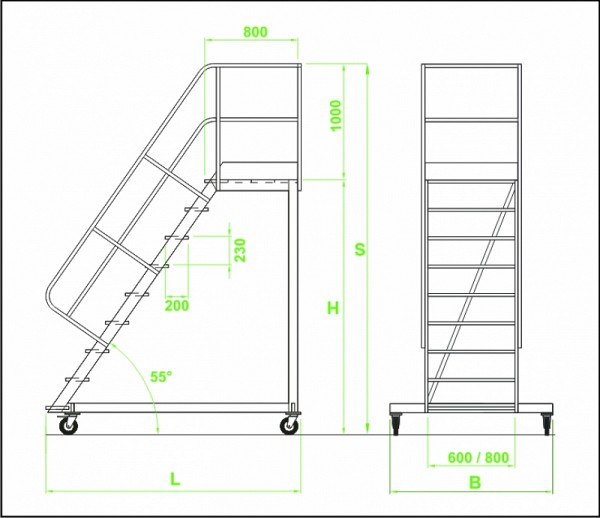 Premične stopnice s platformo 7760