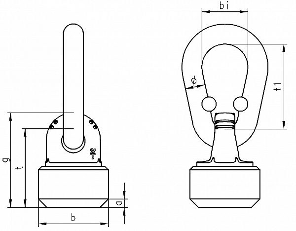 Eye bolt TP-S, weld-on type