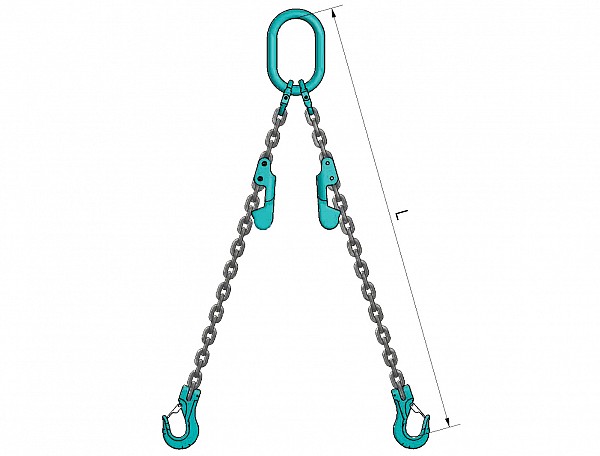 Two-legged lifting chain VB 222 with a shortening hook, grade 100