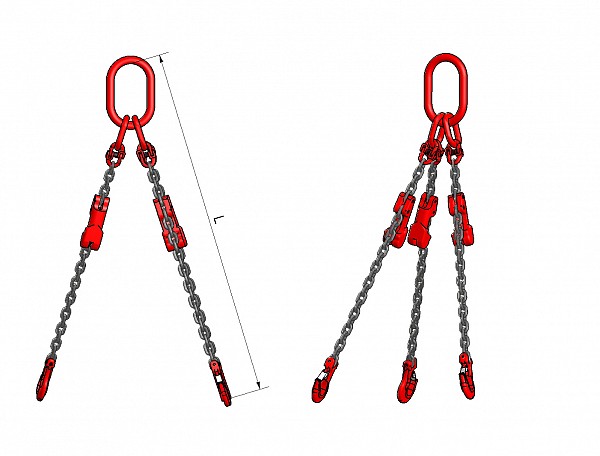 3-legged lifting chain with a shortening hook VB 312, grade 80