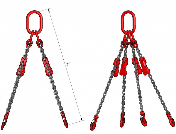 4-legged lifting chain with a shortening hook VB 412, grade 80