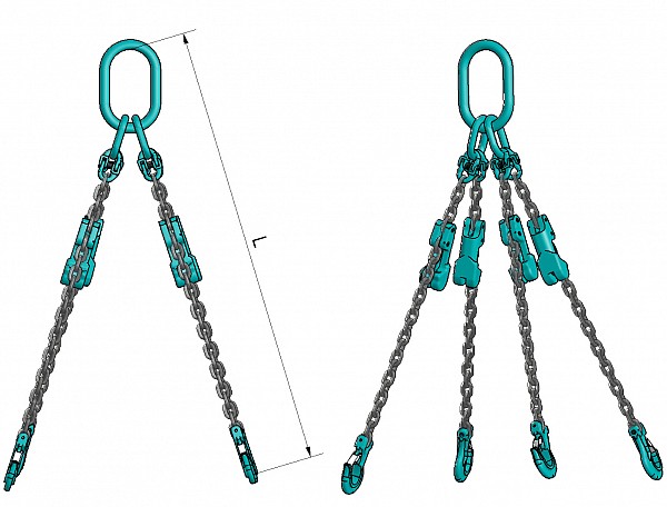 4-legged lifting chain with shortening hooks 412, grade 100