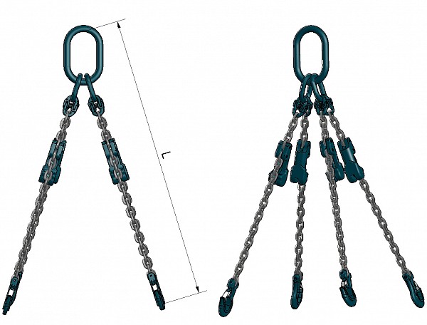 4-legged lifting chain with shortening hooks VB 412, grade 120