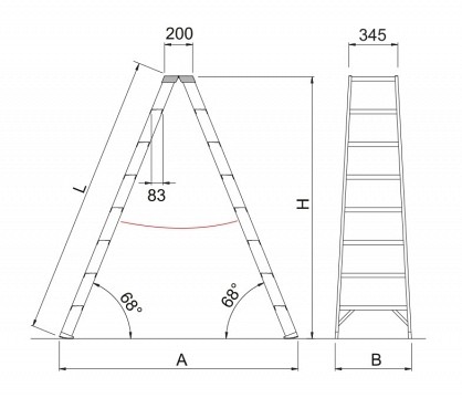 Professional Al ladder two-sided 6015