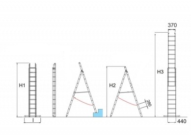 Professional two-part extandable A ladder 3045Z