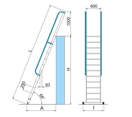 Professional leaning Al ladder with rail guard 6078