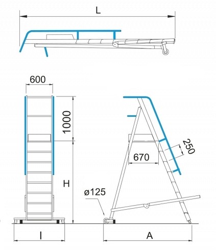 Professional Al lader with platform 6082