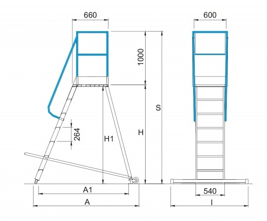 Professional Al ladder with mobile platform 6087