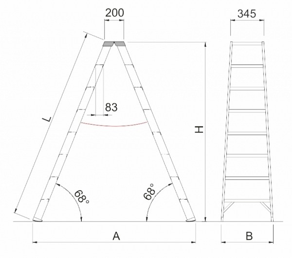 Two-sided A ladder V015 with guard 